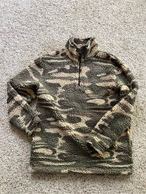 Women’s Boxercraft Camo Sherpa Quarter-Zip Pullover - Green fleece